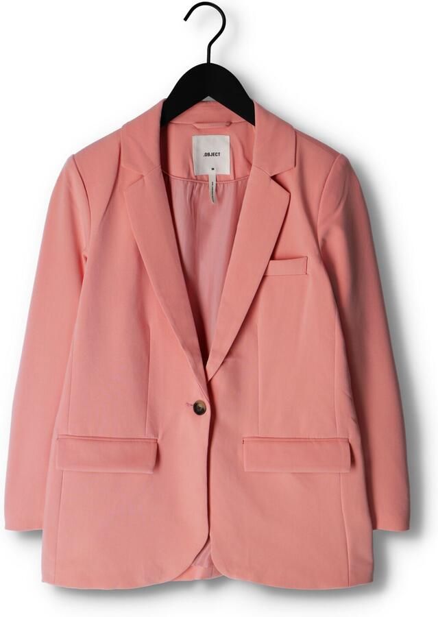 OBJECT rechtvallende blazer OBJSIGRID van gerecycled polyester roze - Foto 2
