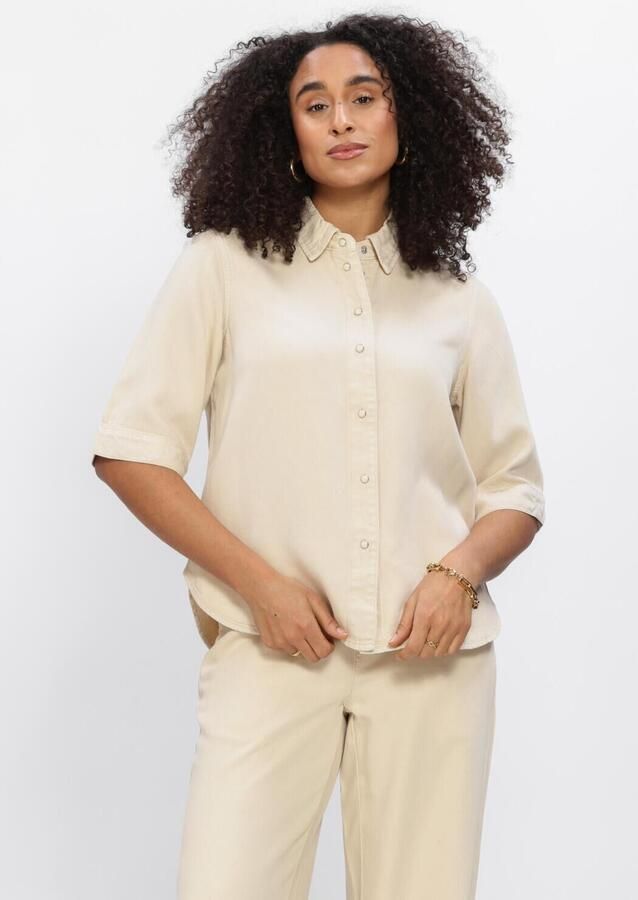 OBJECT Dames Blouses Objframe 2 4 Re Denim Top Beige