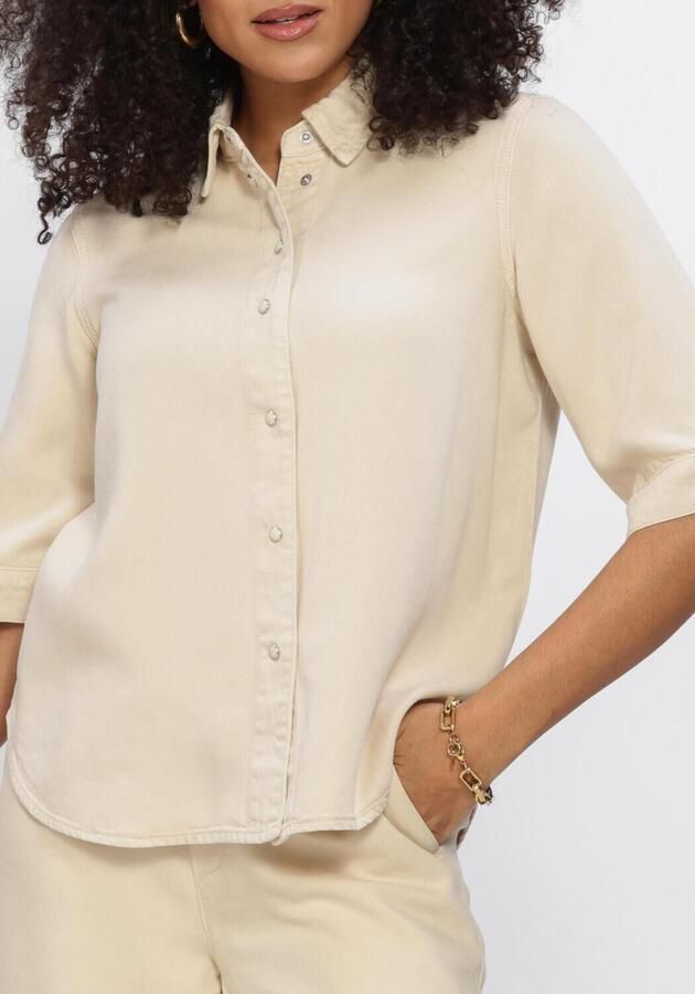 OBJECT Dames Blouses Objframe 2 4 Re Denim Top Beige - Foto 4