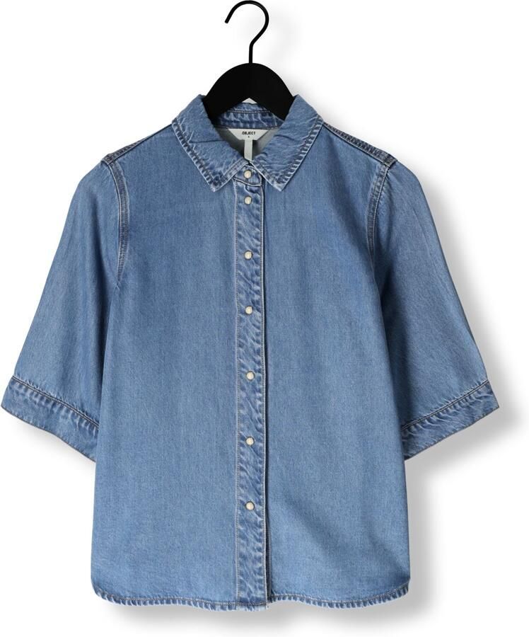 OBJECT Dames Blouses Objframe 2 4 Re Denim Top Blauw - Foto 2