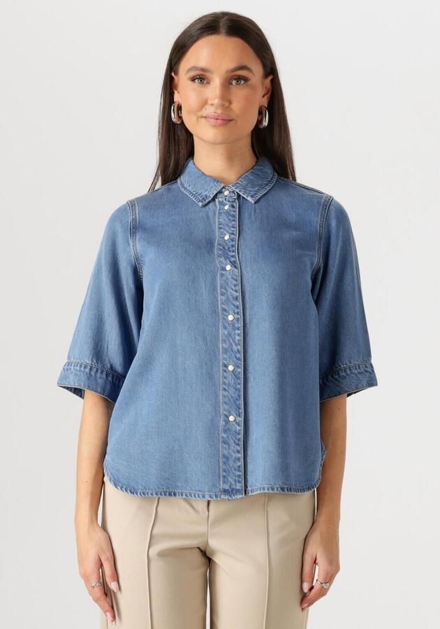 OBJECT Dames Blouses Objframe 2 4 Re Denim Top Blauw