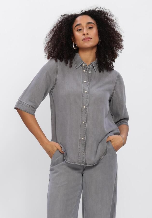 OBJECT Dames Blouses Objframe 2 4 Re Denim Top Grijs