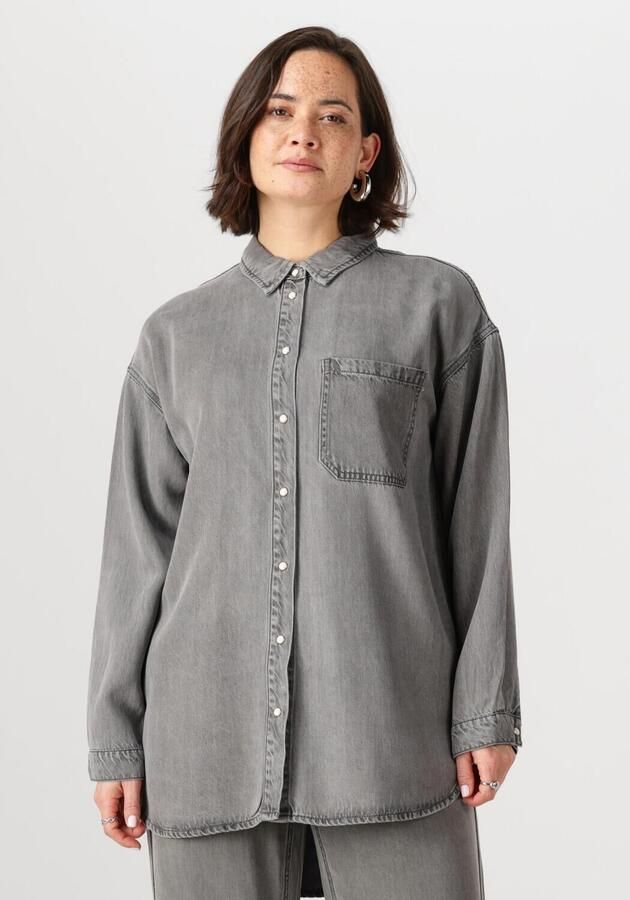 OBJECT Dames Blouses Objframe L s Lo Shirt Grijs - Foto 4