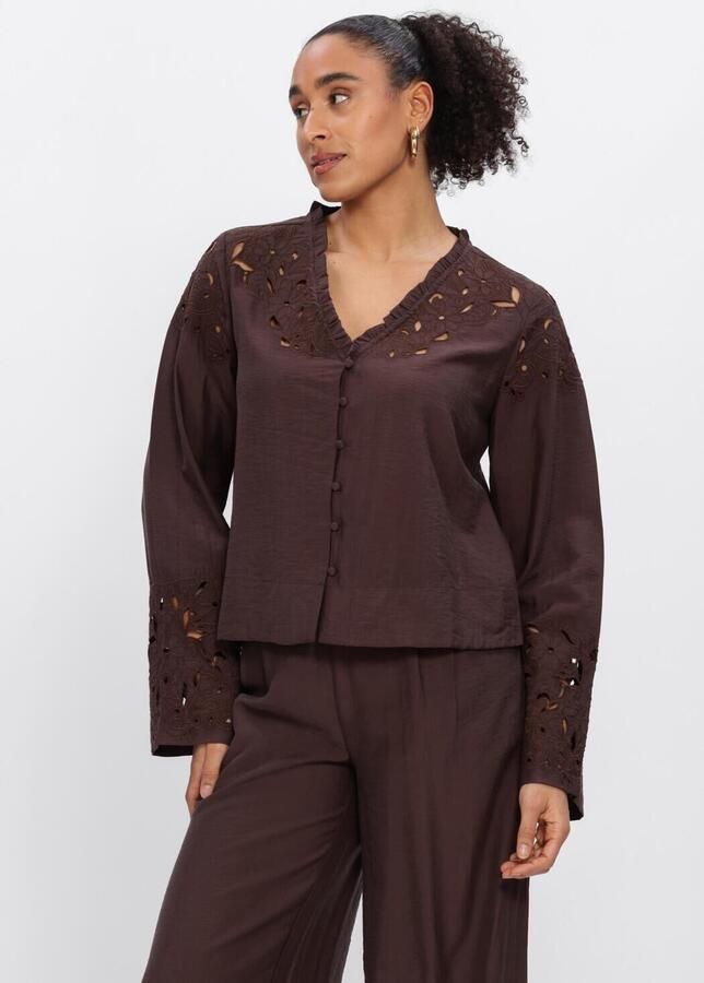 OBJECT Dames Blouses Objlisa Yui L s Re V-neck Top Bruin