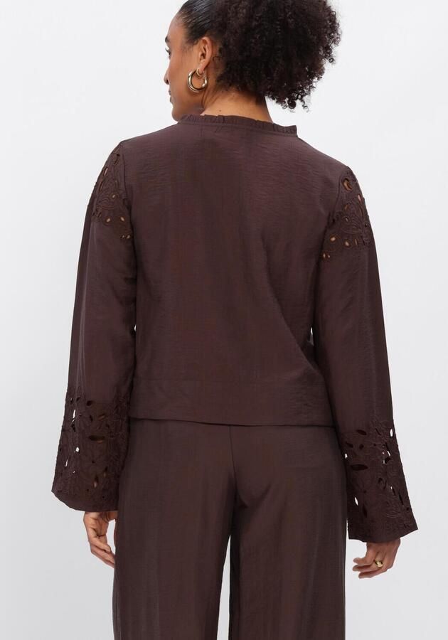 OBJECT Dames Blouses Objlisa Yui L s Re V-neck Top Bruin - Foto 3