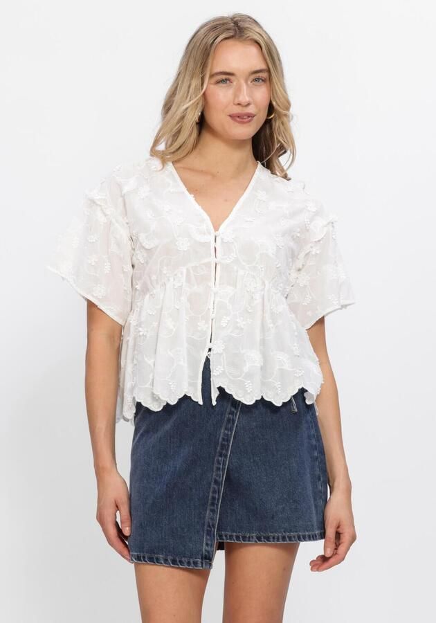 OBJECT Dames Blouses Objlora S s Re V neck Top Wit