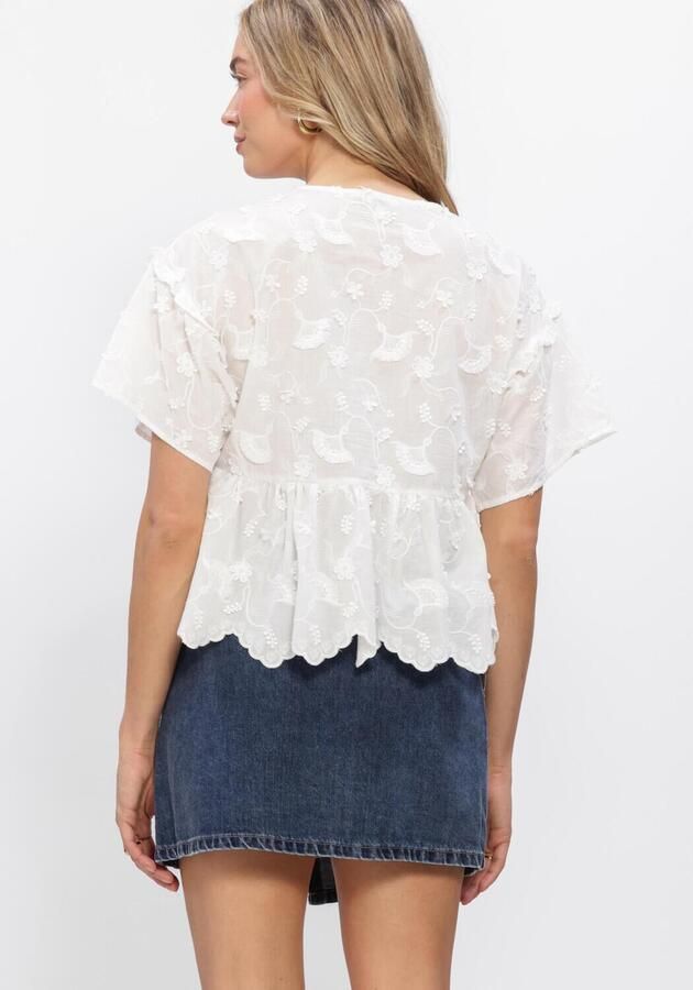 OBJECT Dames Blouses Objlora S s Re V neck Top Wit - Foto 3