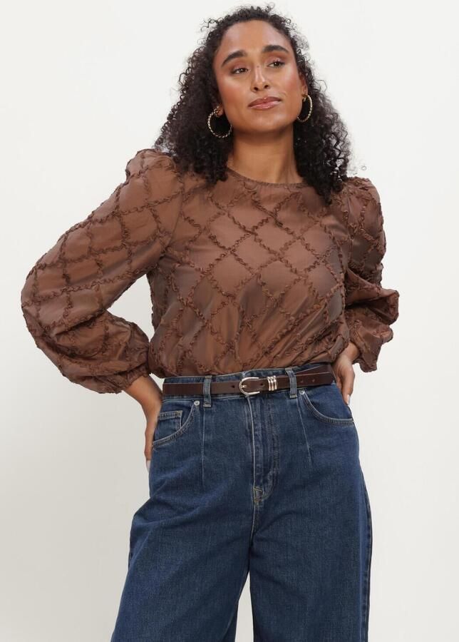 OBJECT Dames Blouses Objluisa L s Re O-neck Bruin
