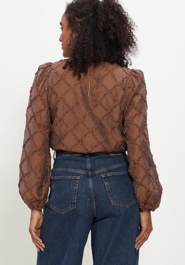 OBJECT Dames Blouses Objluisa L s Re O-neck Bruin - Foto 3