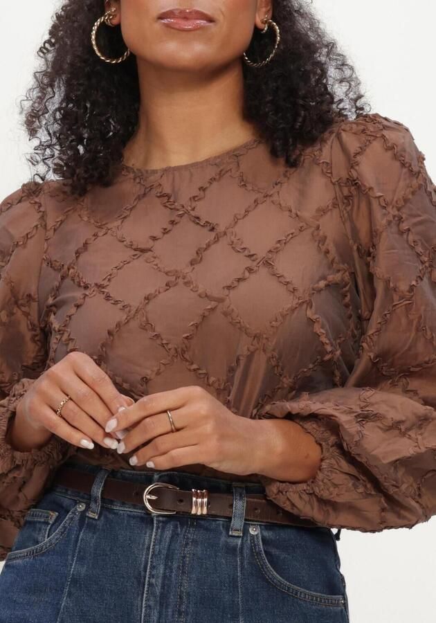 OBJECT Dames Blouses Objluisa L s Re O-neck Bruin - Foto 4