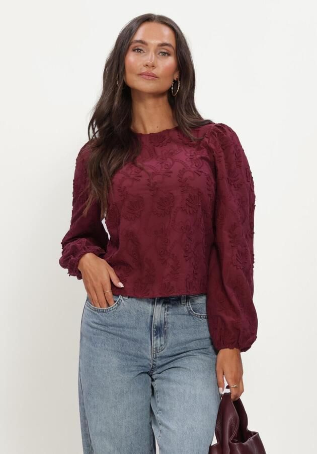 OBJECT rechtvallende blousetop met borduursels donkerrood