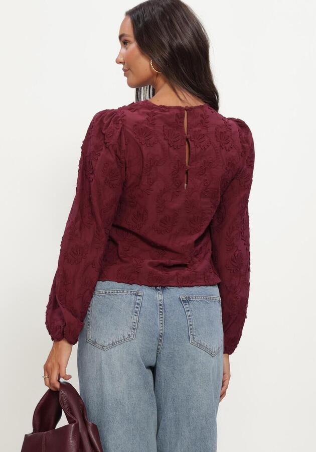 OBJECT rechtvallende blousetop met borduursels donkerrood - Foto 3