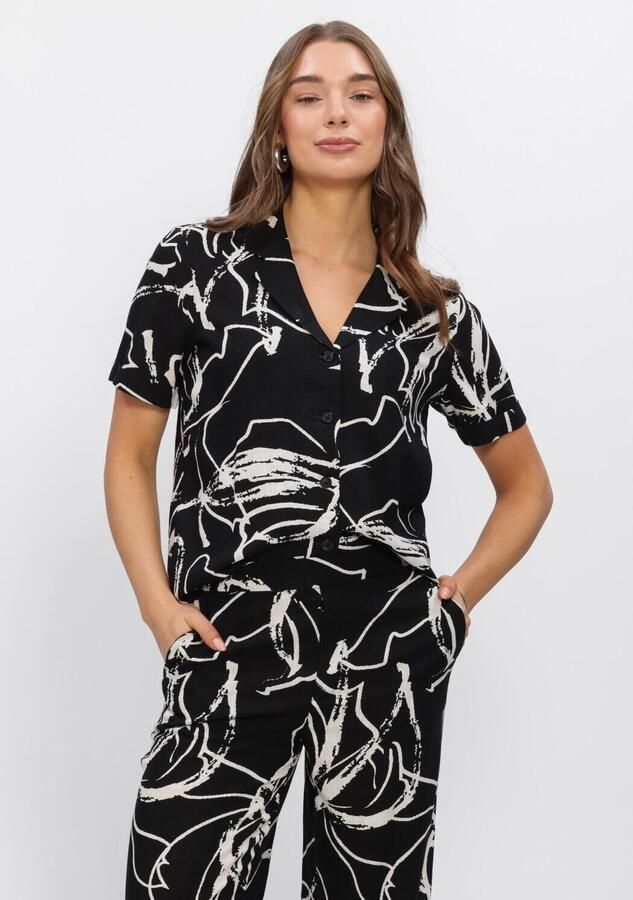 OBJECT Dames Blouses Objsanne S s Shirt Aop Zwart
