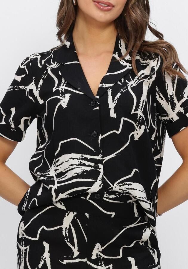 OBJECT Dames Blouses Objsanne S s Shirt Aop Zwart - Foto 4