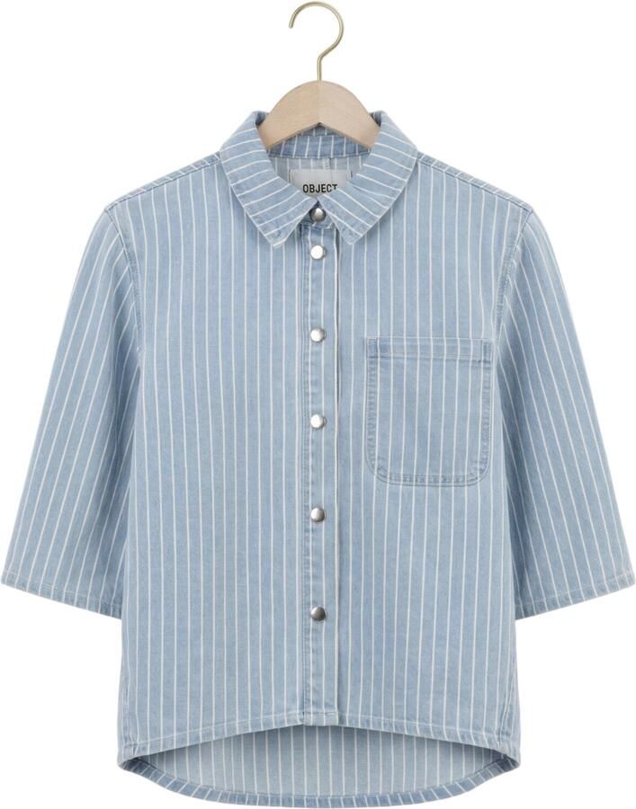 OBJECT Dames Blouses Objsanni 2 4 Re Denim Shirt Lichtblauw - Foto 2