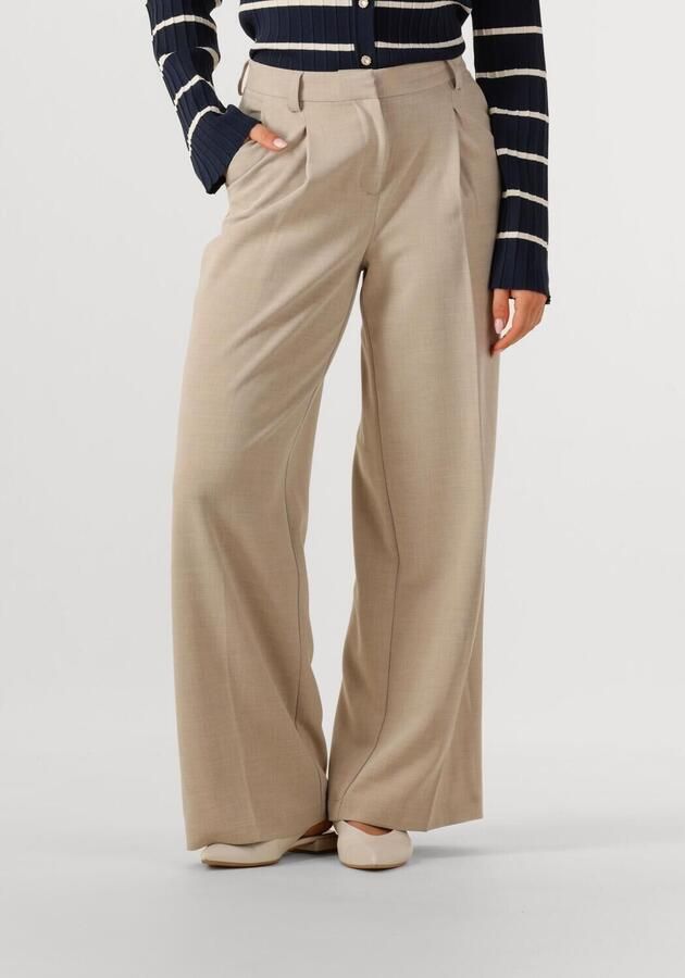 OBJECT Dames Broeken Objivy Hw Wide Pant Beige