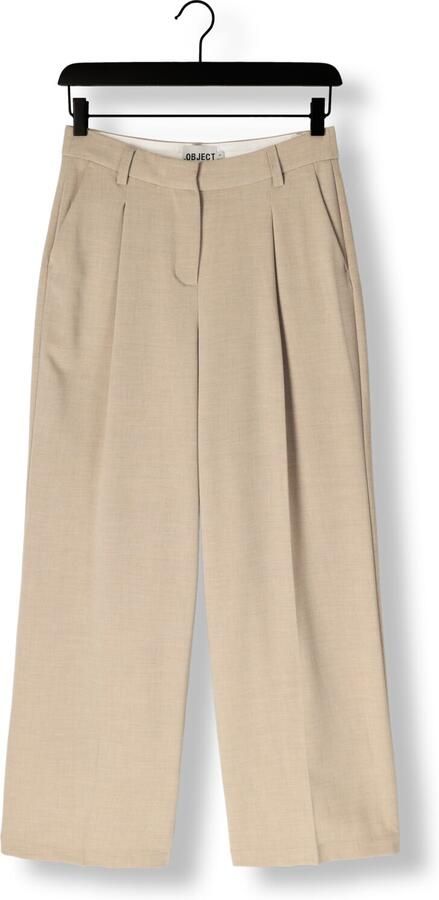 OBJECT Dames Broeken Objivy Hw Wide Pant Beige - Foto 4