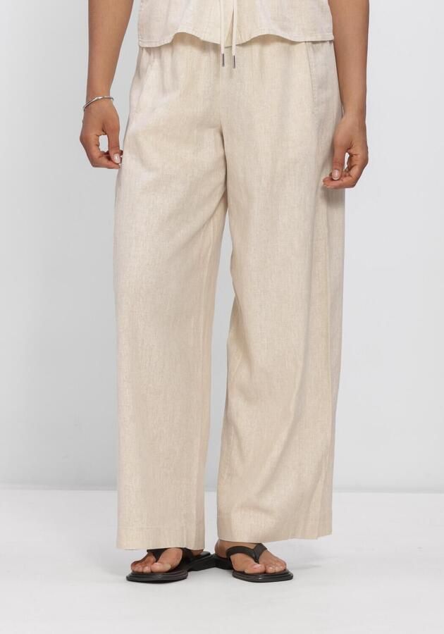OBJECT wide leg high waist casual broek met linnen zand