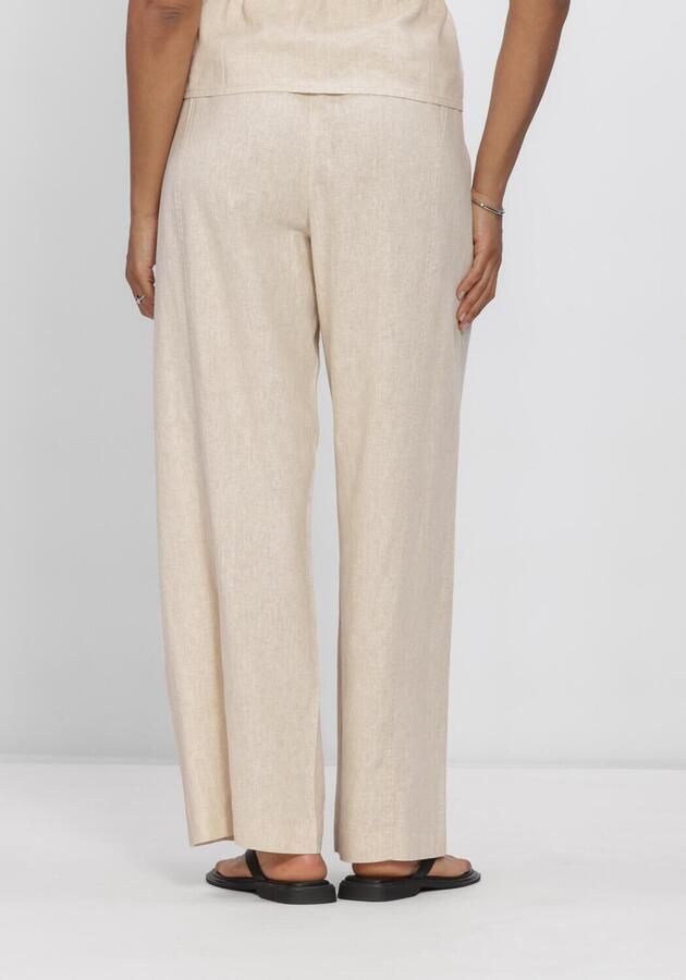 OBJECT wide leg high waist casual broek met linnen zand - Foto 2