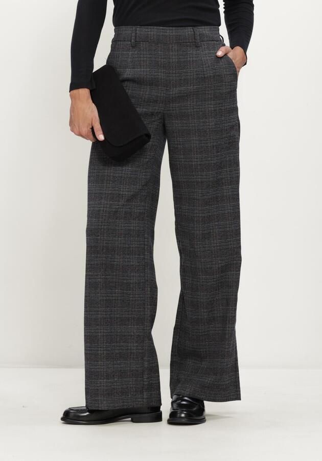 OBJECT Dames Broeken Objlisa Wide Pant Aop Noos Donkergrijs