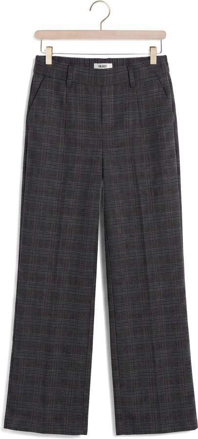 OBJECT Dames Broeken Objlisa Wide Pant Aop Noos Donkergrijs - Foto 4