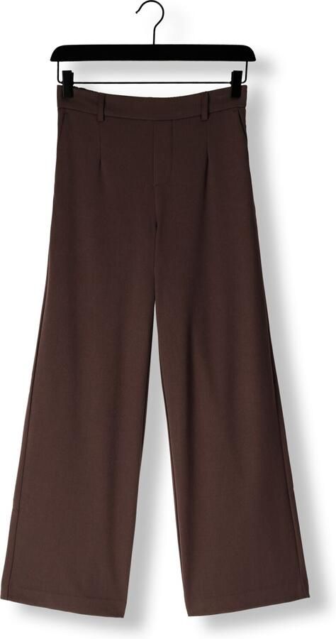 OBJECT wide leg regular waist pantalon donkerbruin - Foto 3