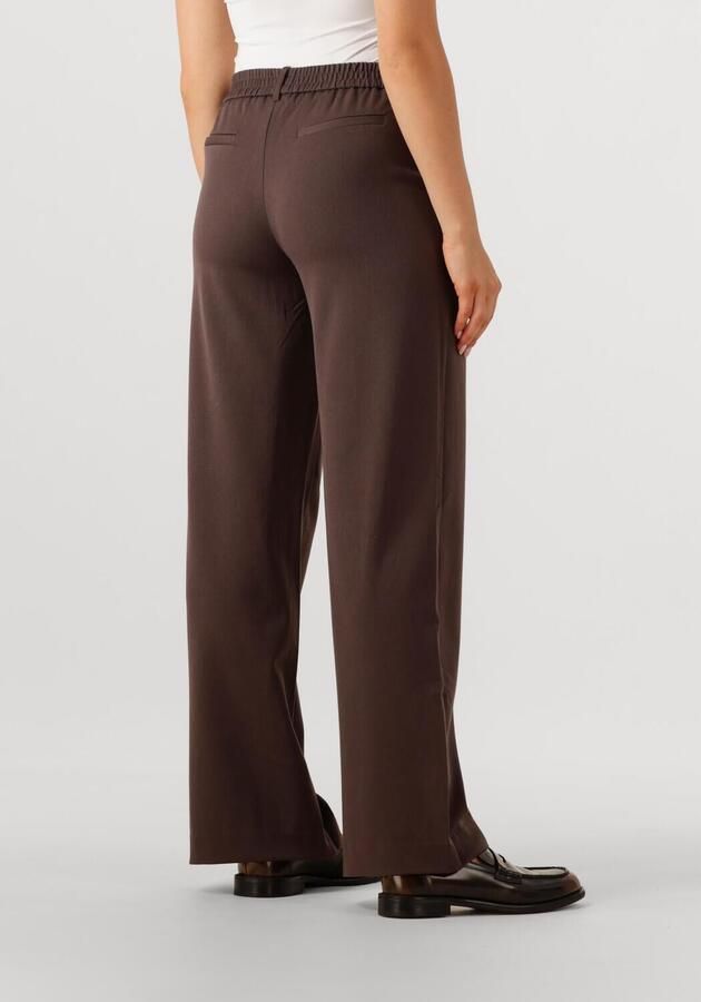OBJECT wide leg regular waist pantalon donkerbruin