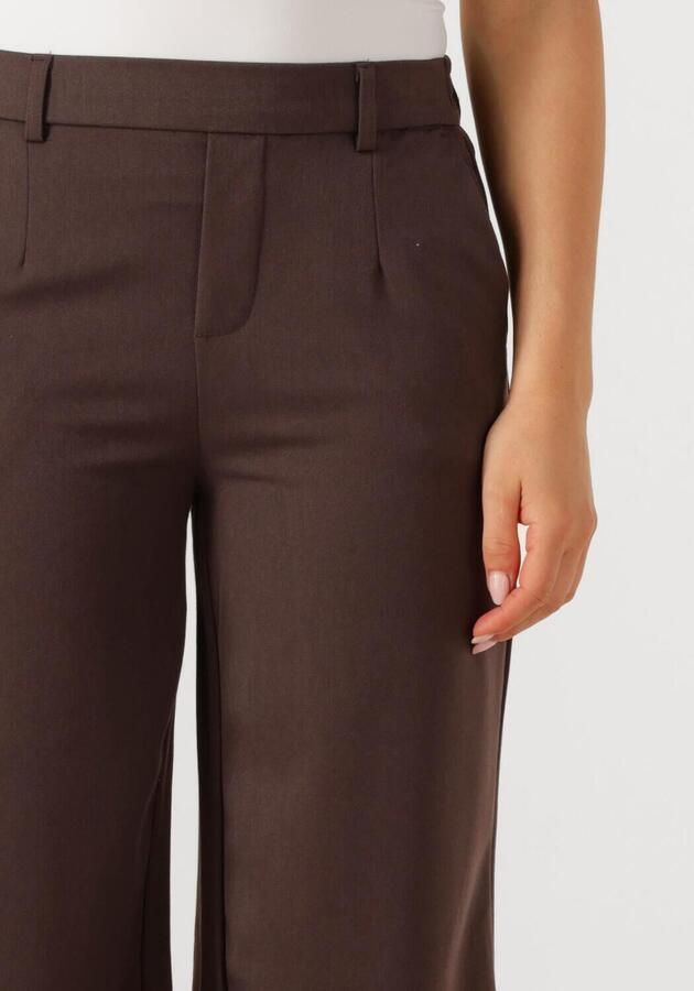 OBJECT wide leg regular waist pantalon donkerbruin - Foto 2