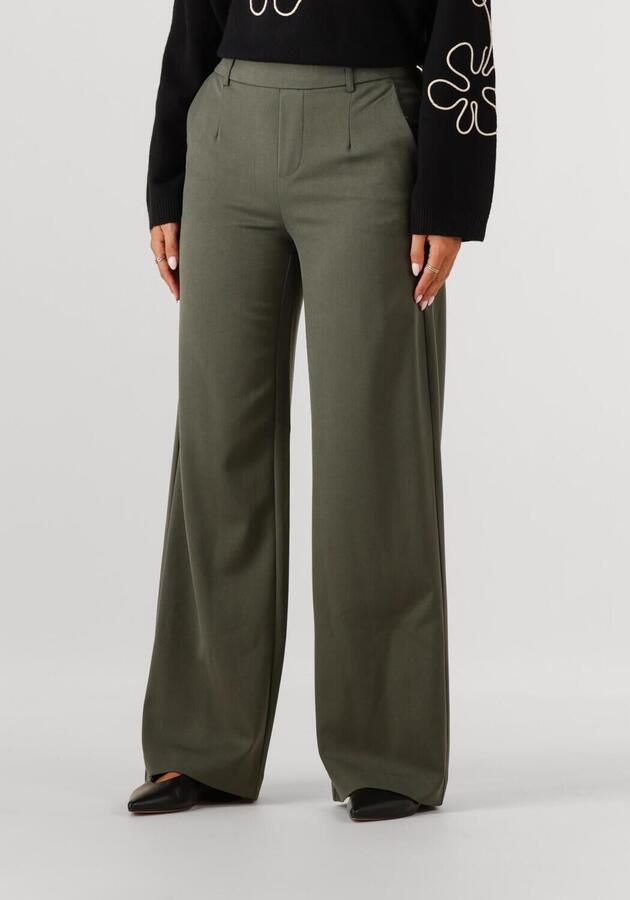 OBJECT wide leg regular waist pantalon donkergroen - Foto 7