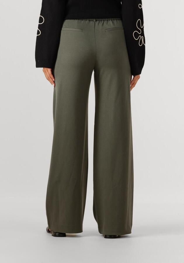 OBJECT wide leg regular waist pantalon donkergroen