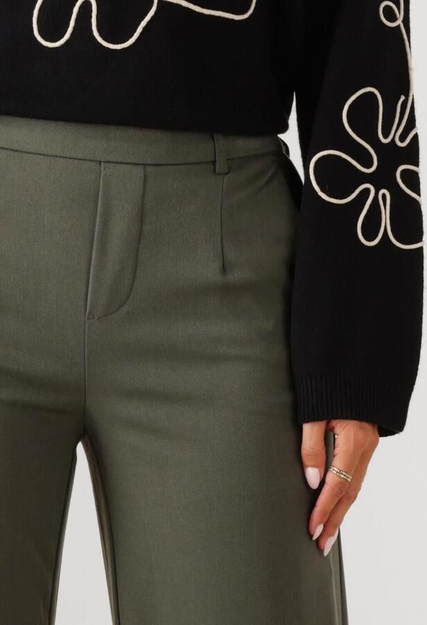 OBJECT wide leg regular waist pantalon donkergroen - Foto 5