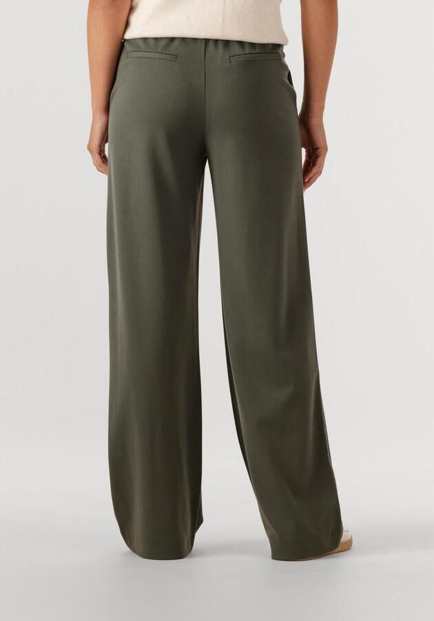 OBJECT wide leg regular waist pantalon donkergroen - Foto 3