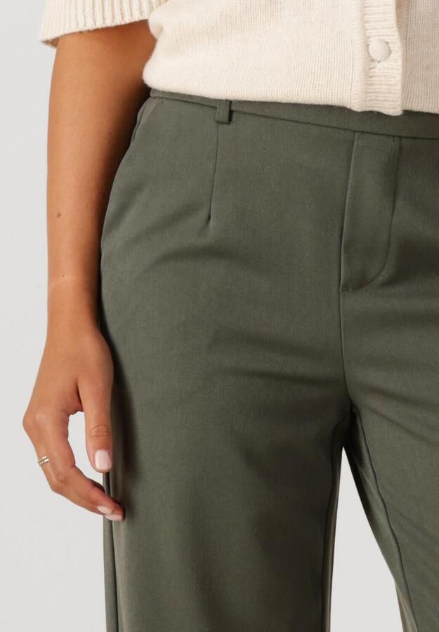 OBJECT wide leg regular waist pantalon donkergroen - Foto 4