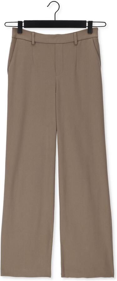 OBJECT wide leg pantalon OBJLISA van polyester taupe - Foto 4