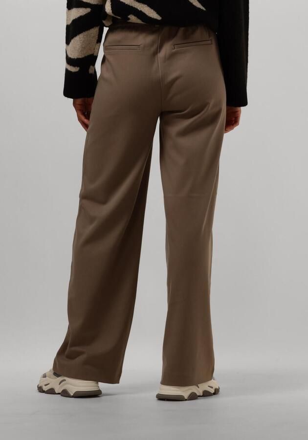 OBJECT wide leg pantalon OBJLISA van polyester taupe