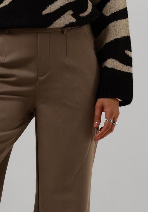 OBJECT wide leg pantalon OBJLISA van polyester taupe - Foto 2