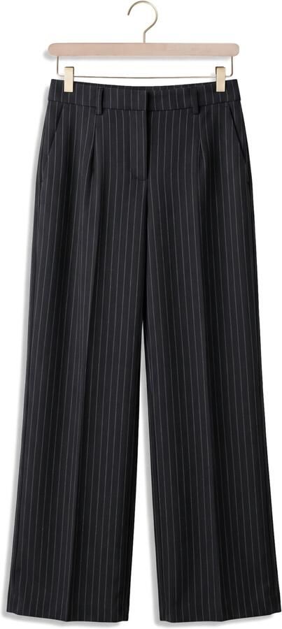 OBJECT wide leg pantalon met krijtstreep OBJLISA - Foto 4