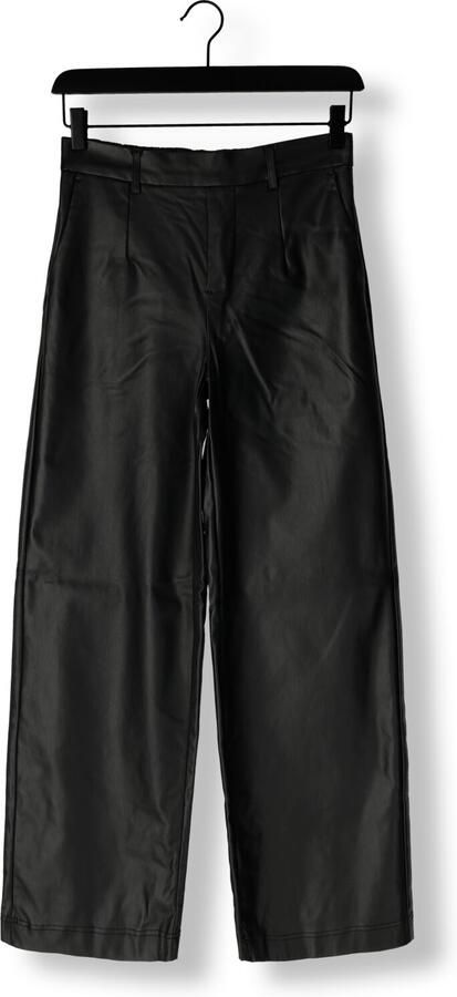OBJECT imitatieleren wide leg regular waist casual broek zwart - Foto 4
