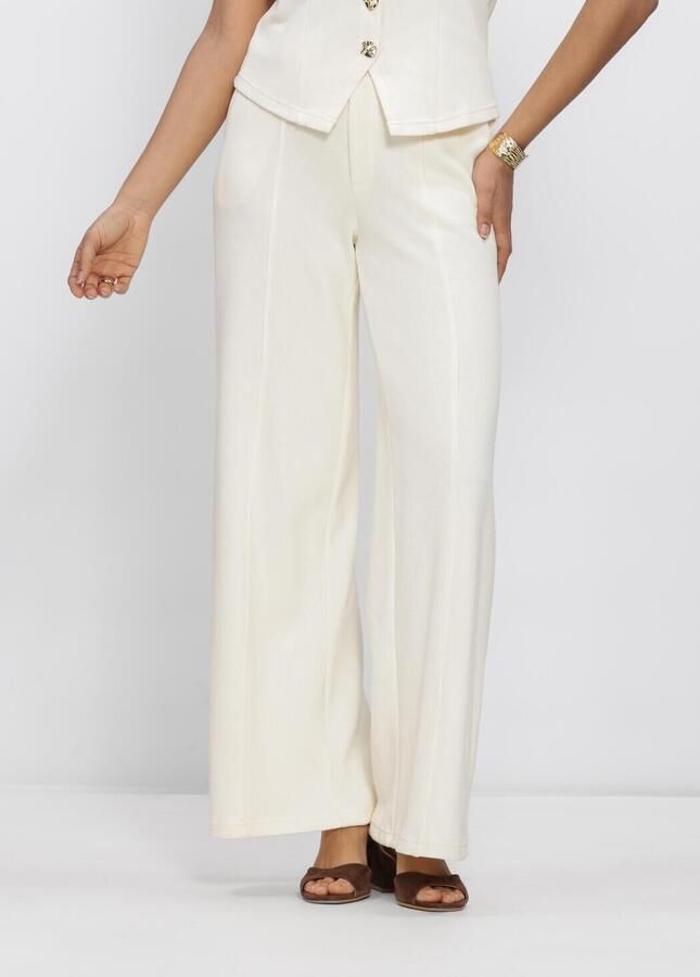 OBJECT Dames Broeken Objnoella Lisa Mw Wide Pant E Vip 26 Ecru