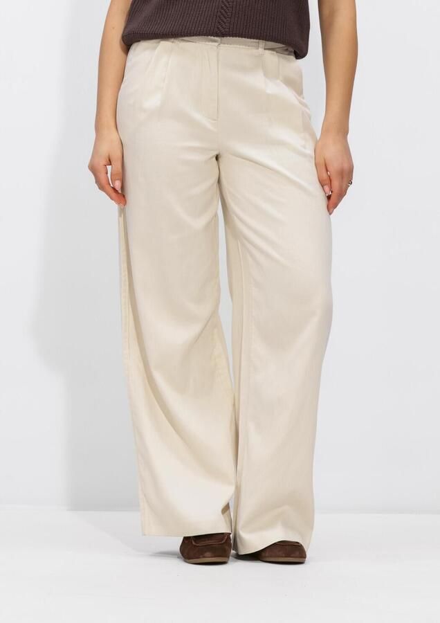 OBJECT Dames Broeken Objtuba Mw Lo Wide Pant Ecru