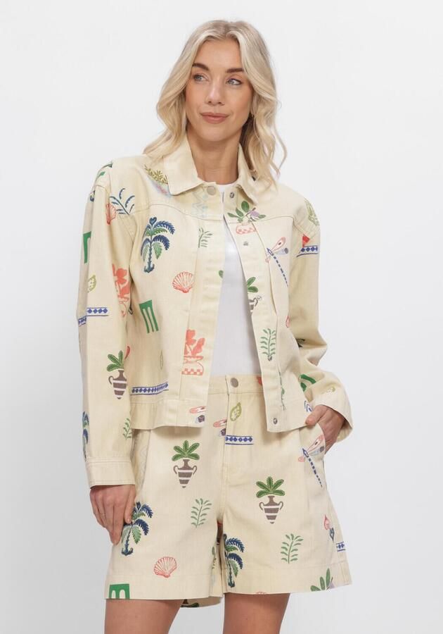 OBJECT Dames Jassen Objally L s Lo Printed Jacket Ecru