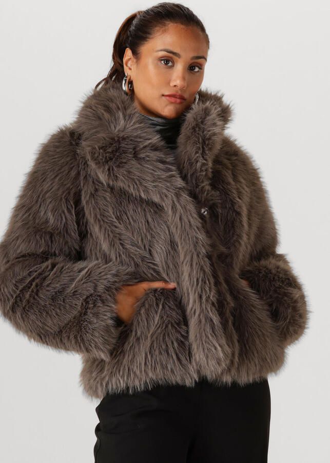 OBJECT Dames Jassen Objisadora L s Lo Hairy Coat Taupe - Foto 4