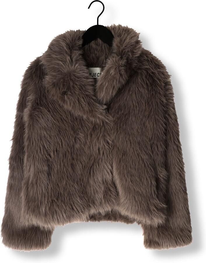 OBJECT Dames Jassen Objisadora L s Lo Hairy Coat Taupe