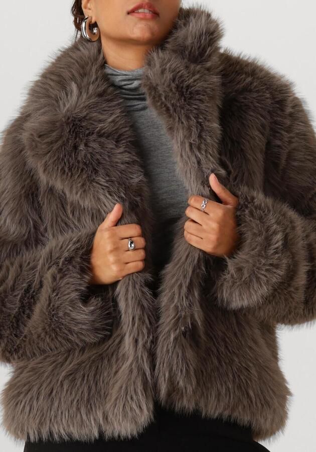 OBJECT Dames Jassen Objisadora L s Lo Hairy Coat Taupe - Foto 3