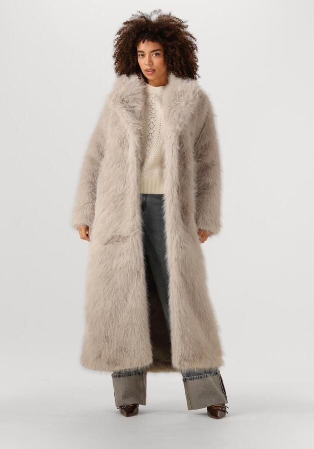 OBJECT Dames Jassen Objisadora L s Lo Hairy Long Coat Zand - Foto 4