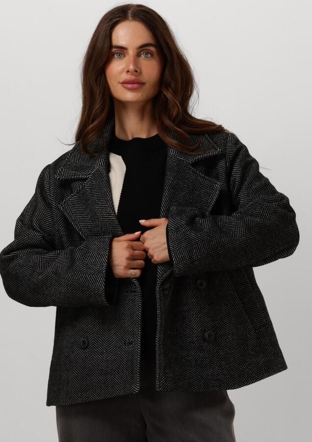 Object Mantel Noos Keily Short Jacket Medium Grey Melange Black - Foto 4