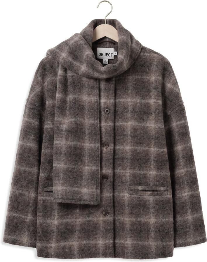 OBJECT Dames Jassen Objmaise L s Lo Scarf Jacket Noos Donkergrijs - Foto 2
