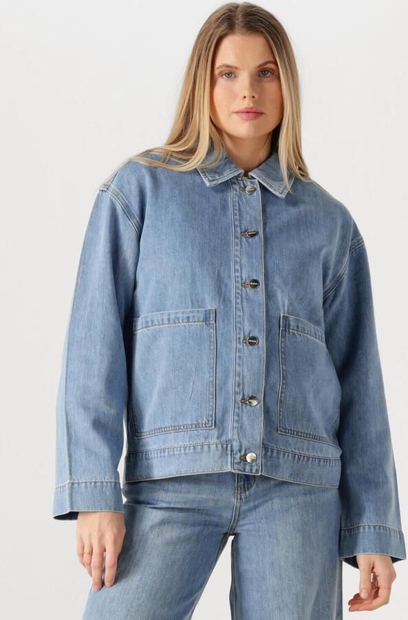 OBJECT Dames Jassen Objrosie Re L s Overshirt Lichtblauw