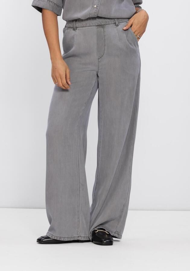 OBJECT Dames Jeans Objframe Lisa Wide Mw Pants Grijs