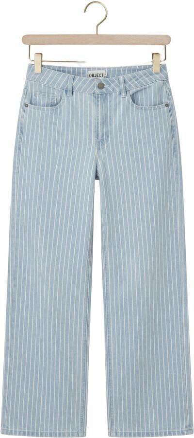 OBJECT Objsanni high waist wide leg jeans met krijtstreep light blue denim - Foto 4